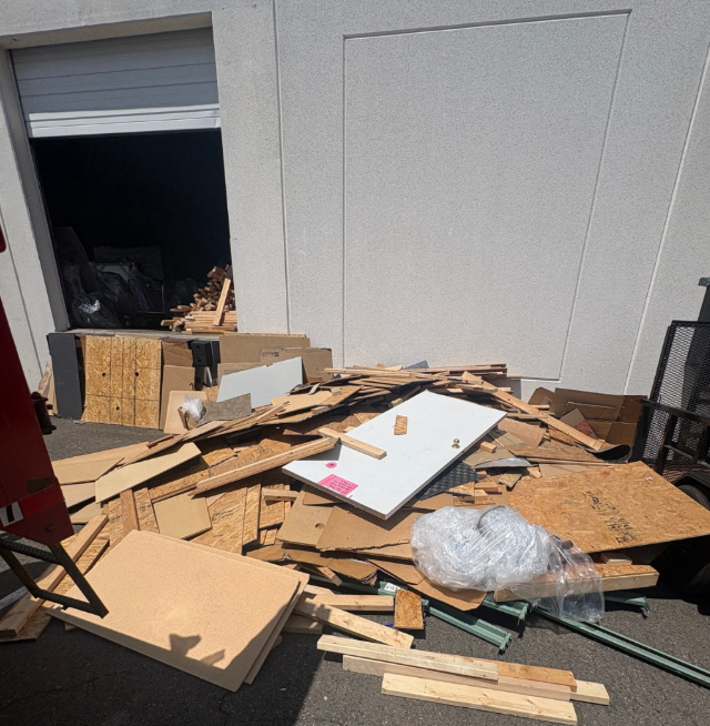 Commercial Wood & Construction Debris Removal in Hauppauge, NY (June 13) plywood before islip